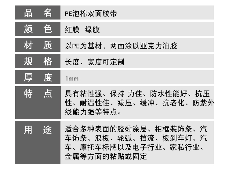 PE汽車泡棉雙面膠
